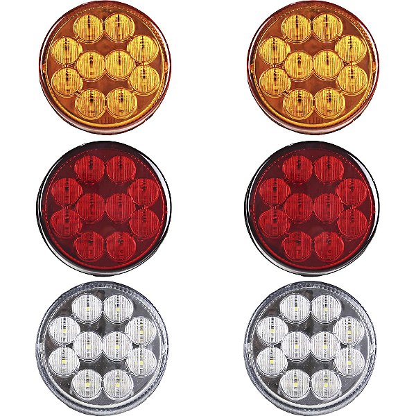 6 Lanterna Traseira 96mm Ônibus Caminhão Bugue 10 LED 24V
