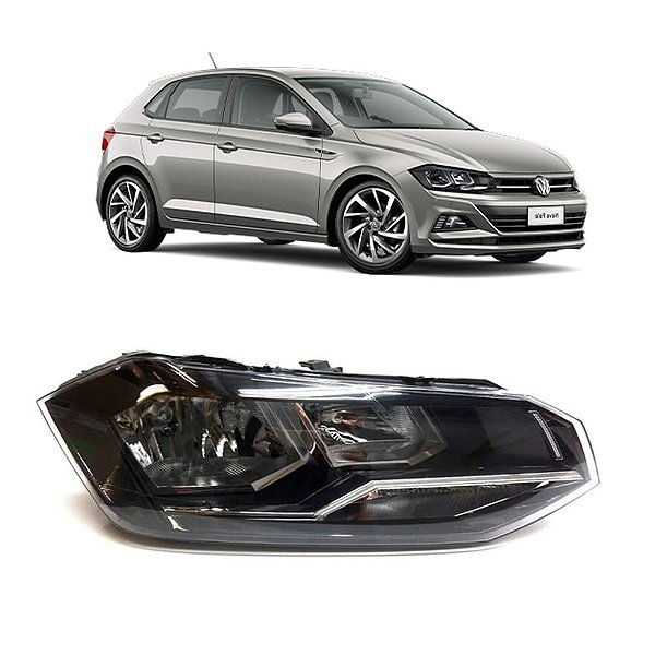 Farol VW Polo 18 19 20 21 com Friso Cromado LD