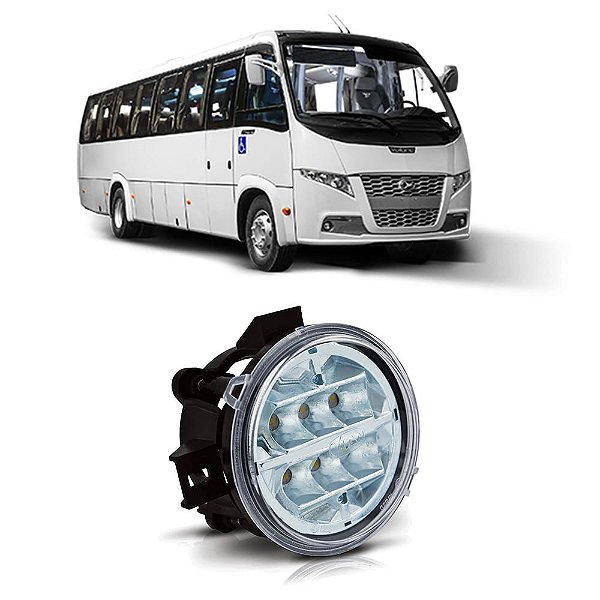 Farol Milha LED Longo Alcance Caminhão Ônibus Van 12 volts
