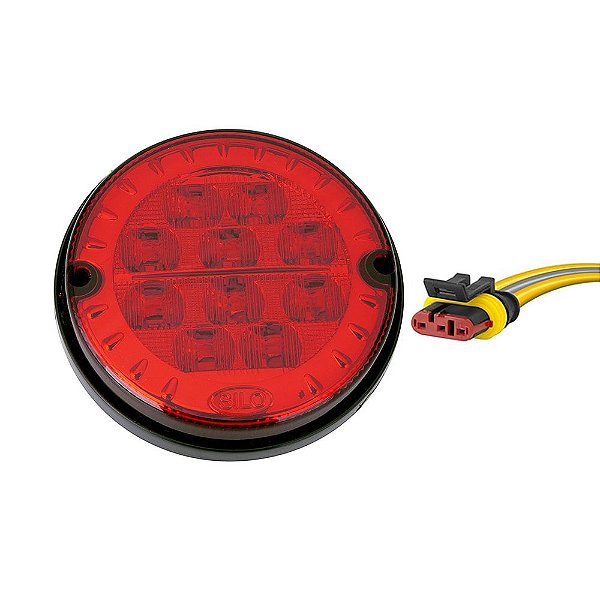 Lanterna Traseira 125mm Ônibus Comil Mascarello Neobus 10 LED VM 24V + Conector