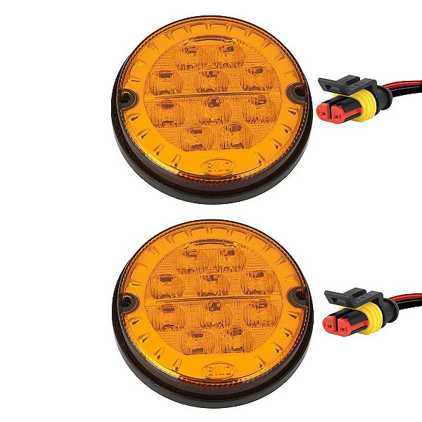 2 Lanterna Traseira 125mm Ônibus Comil Mascarello Neobus 10 LED AM 24V + Conector