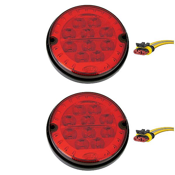 2 Lanterna Traseira 125mm Ônibus Comil Mascarello Neobus 10 LED VM 24V + Conector