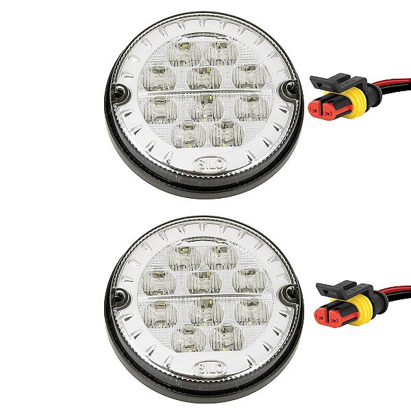 2 Lanterna Traseira 125mm Ônibus Comil Mascarello Neobus 10 LED CR 24V + Conector