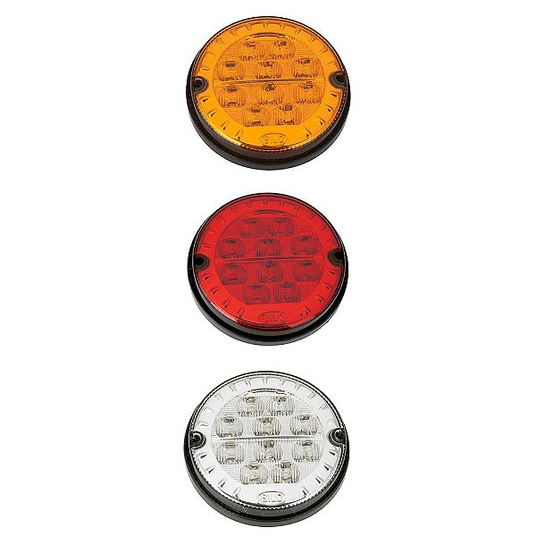 KIT Lanterna Traseira Ônibus Comil Mascarello Neobus Caminhão Bugue Ø12.5cm LED CR 24 volts - KIT 3 pç