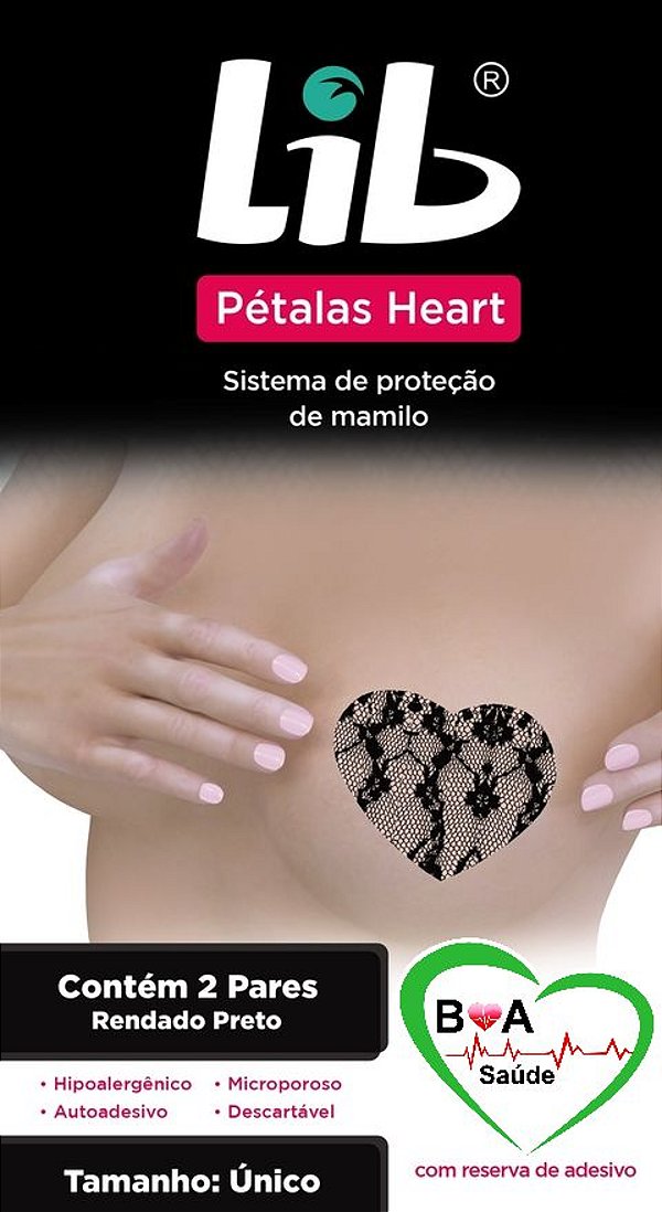 LIB PÉTALAS HEART CORACAO COM 2 PARES PRETO