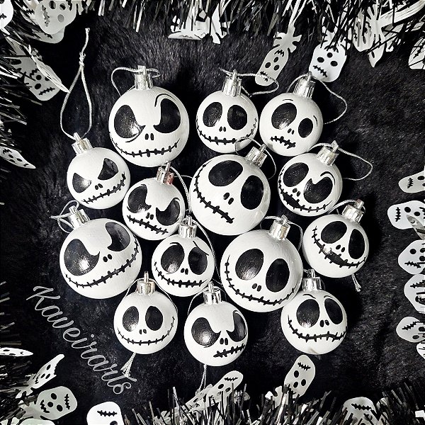 Bolas de Natal  BRANCA - Jack Skellington - O estranho mundo de Jack - Valor por Unidade