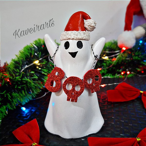 Fantasma Boo Caveirinha de Natal