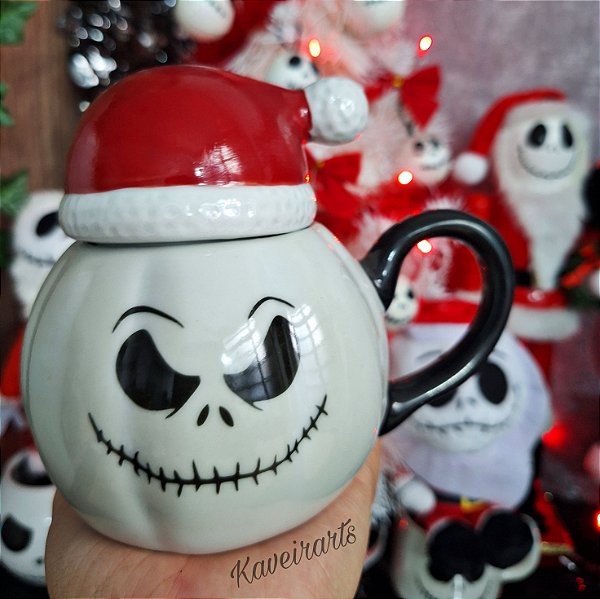 Caneca Abóbora Jack Skellington com Tampa Noel (O Estranho Mundo de Jack)