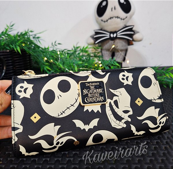 Carteira Jack Skellington Preta e Nude com detalhes dourados  - (O Estranho Mundo de Jack)