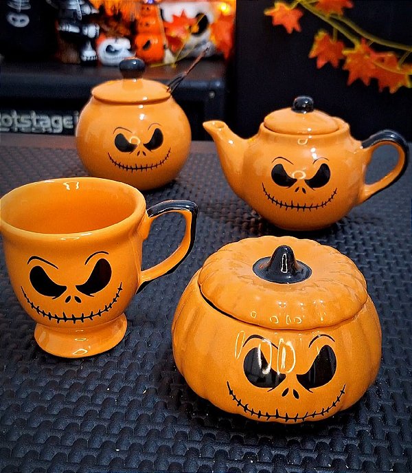 Jogo de Porcelana  Laranja Jack Skellington - O Estranho Mundo de Jack