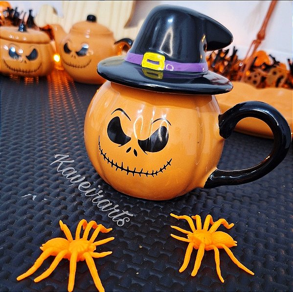 Caneca Abóbora Laranja Jack Skellington (O Estranho Mundo de Jack)