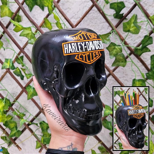 Caveira Harley Davidson Grande (Fechada ou Porta Treco)