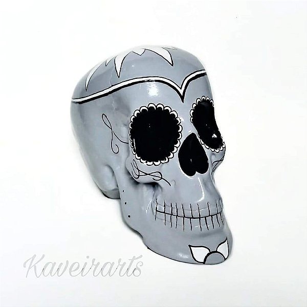 Caveira Mexicana Cinza - Grande
