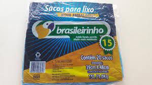SACO P/LIXO BRASILEIRINHO 15L