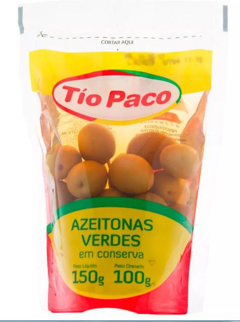 AZEITONA VERDE TIO PACO 100G C/CAROÇO SACHE