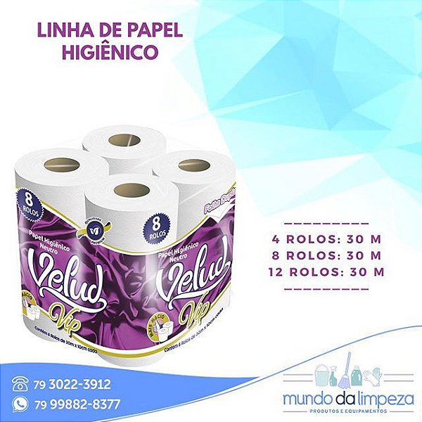 PAPEL HIGIENICO VELUD FD 30M C/8UNDS