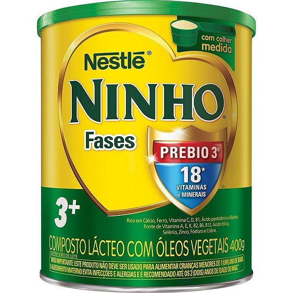 LEITE PO NINHO 400G PREBIO FASES 3+