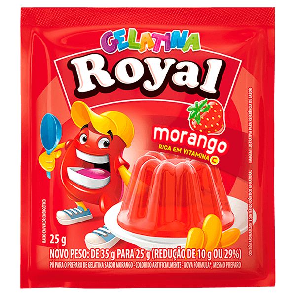 GELATINA PO ROYAL 25G MORANGO