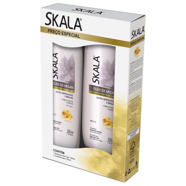 KIT SHAMPOO E CONDICIONADOR SKALA 650ML OLEO DE ARGAN