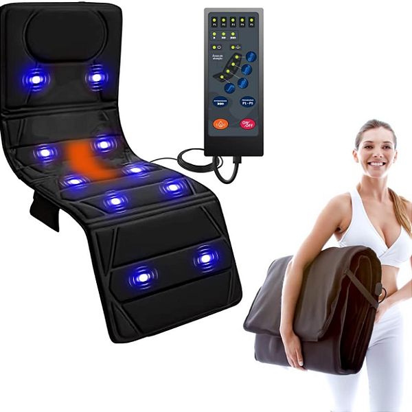 Colchonete Esteira Massageadora 10 Motores, com aquecimento, bivolt