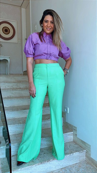 Calça Recortes Verde