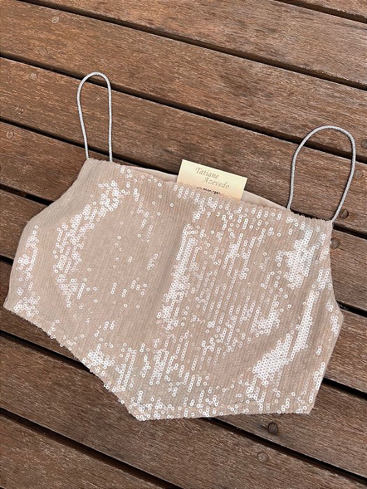 Top Paetê Com Alças De Strass