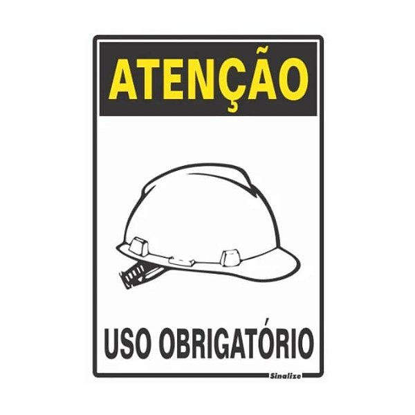 Placa para sinalização uso obrigatório de capacete 30x20cm Sinalize