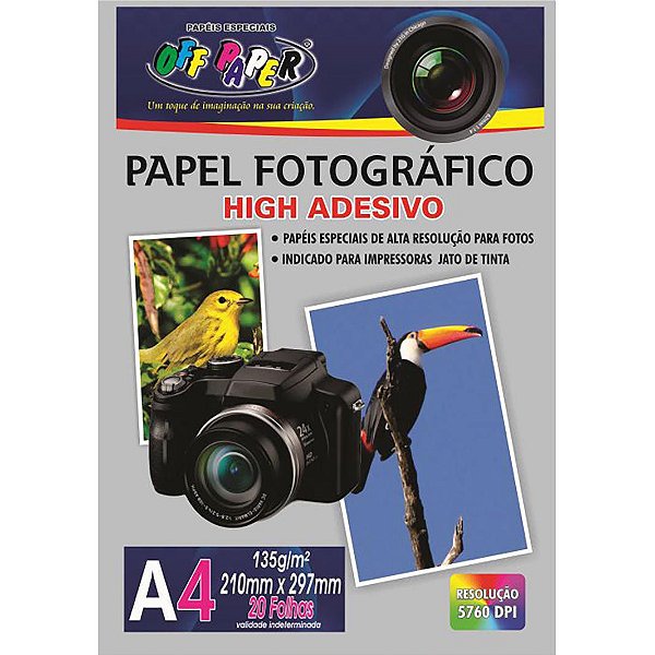 Adesivo Fotográfico A4 135g, pacote 20 fls.