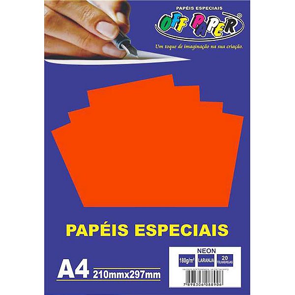 Papel Neon Laranja A4 180g 20 Fls