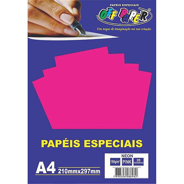 Papel Neon Pink A4 180g 20 Fls