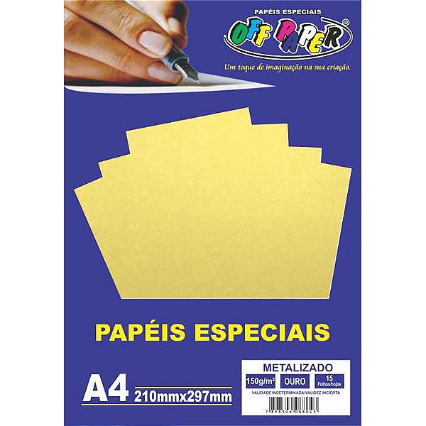Papel Metalizado Ouro A4 150g 15 Fls