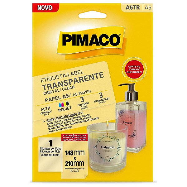 A5TR Pimaco Transparente Cristal 148mmx210mm A5 - 3 fls