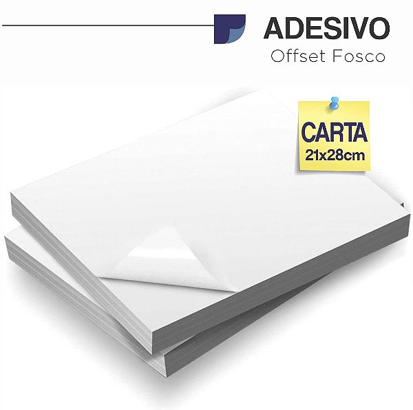 Adesivo Fosco, formato: Carta (21,6x27,9cm), 180g/m2, frontal offset, Pct 100 fls.