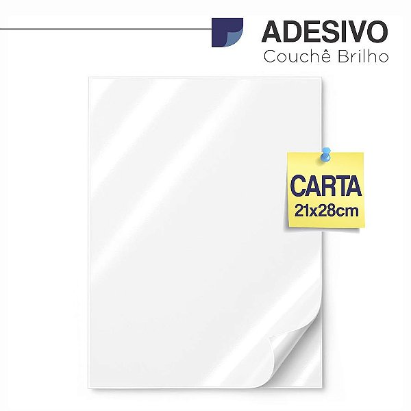 Adesivo Brilho, formato: Carta (21,6x27,9cm), 180g/m2, frontal couché, Pct 100 fls.
