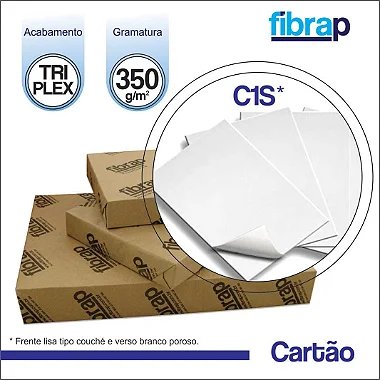 Papel Cartão Triplex C1S, 350g/m2, pacote 200fls,