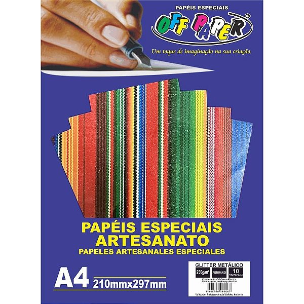 PAPEL GLITTER METALICO PERUANO A4 250G 10 FLS