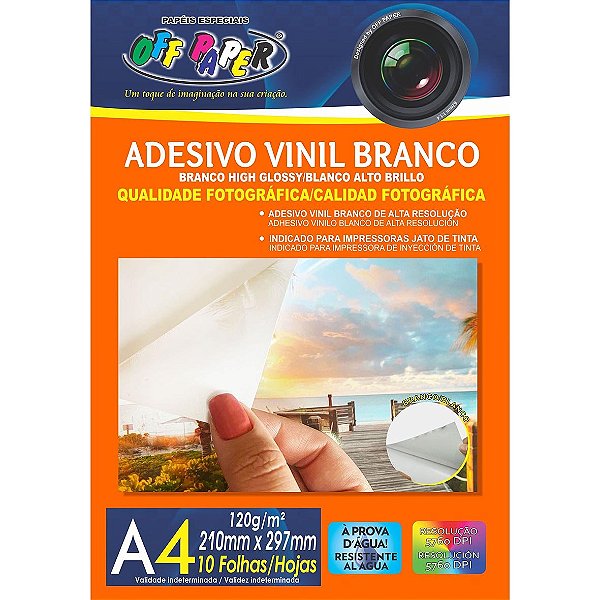 Adesivo Vinil Branco A4 120G 10 Fls