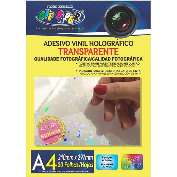 Adesivo Vinil Holografico Transparente A4 20 Fls