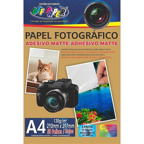 PAPEL FOTOGRAFICO ADESIVO MATTE A4 130G 50 FLS