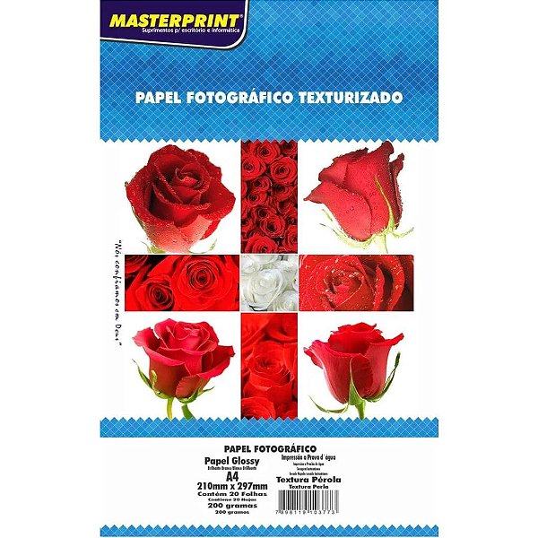 PAPEL FOTO GLOSSY TEXTURA PEROLA 200G/M² A4 - 20 FOLHAS MP
