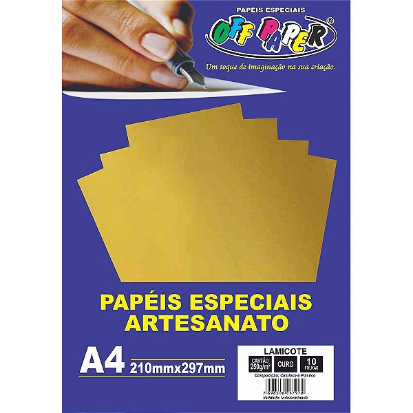 Papel Lamicote Ouro, A4, 250g - 10fls