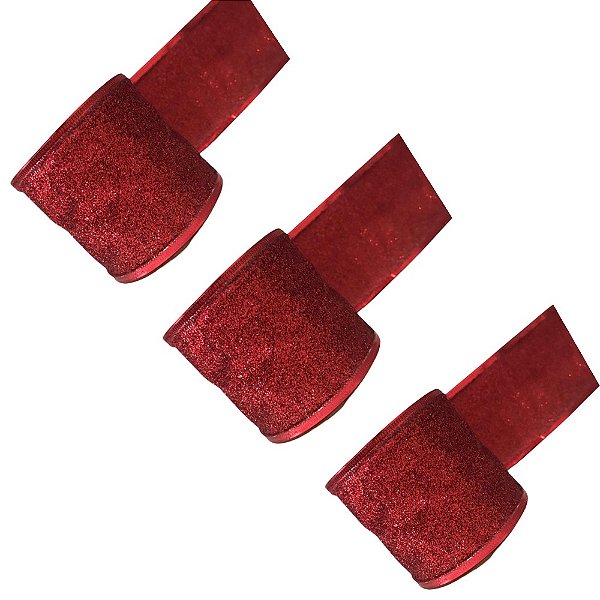 Fitas Natalinas Vermelha Jogo Com 3 Rolos C/ Glitter