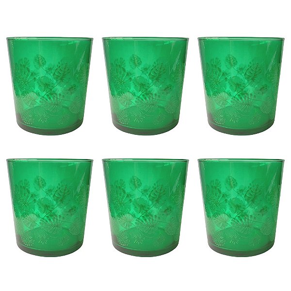 Jogo com 6 Copos Costela de Adão Vidro Verde 380ml Pasabahce