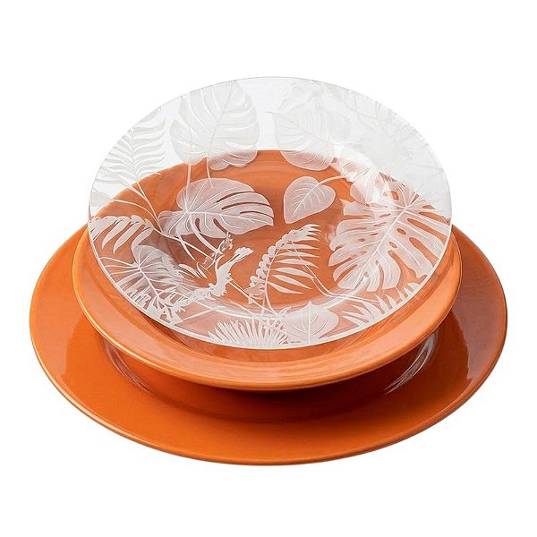 Aparelho de Jantar Vidro Modelo Amazônia 18 Peças Opaline Composé Laranja