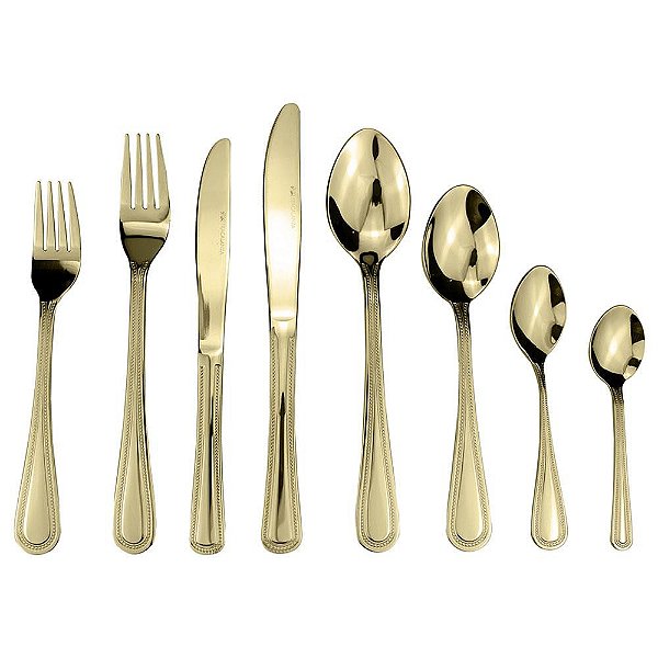 Faqueiro Pearl 48 Peças Aço Inox Champanhe PVD Fracalanza - Saldão