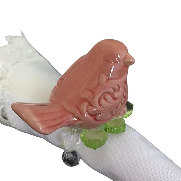 Jogo c/6 Porta Guardanapos Pássaro Porcelana Rose