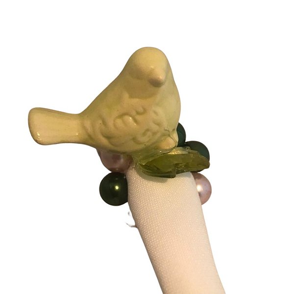 Jogo c/4 Porta Guardanapos Pássaro Porcelana Verde Água