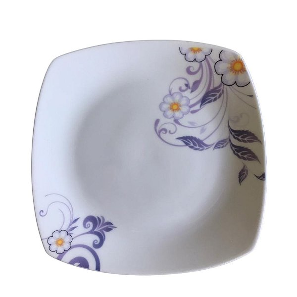 Jogo c/ 2 Pratos Quadrados Porcelana 19cm