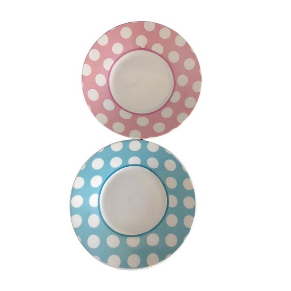 Kit 2 Pratinhos Composé Vintage Porcelana com Bolinhas 14cm
