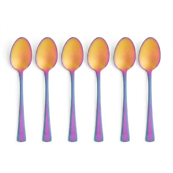Jogo 6 Colheres Berna Para Sobremesa Aço Inox Furtacor 14cm Wolff